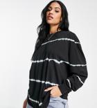 Asos Design Tall Oversized T-shirt With Long Sleeve In Mono Tie Dye-black