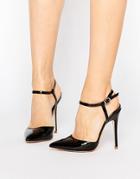 London Rebel Ankle Strap Heeled Shoes - Black