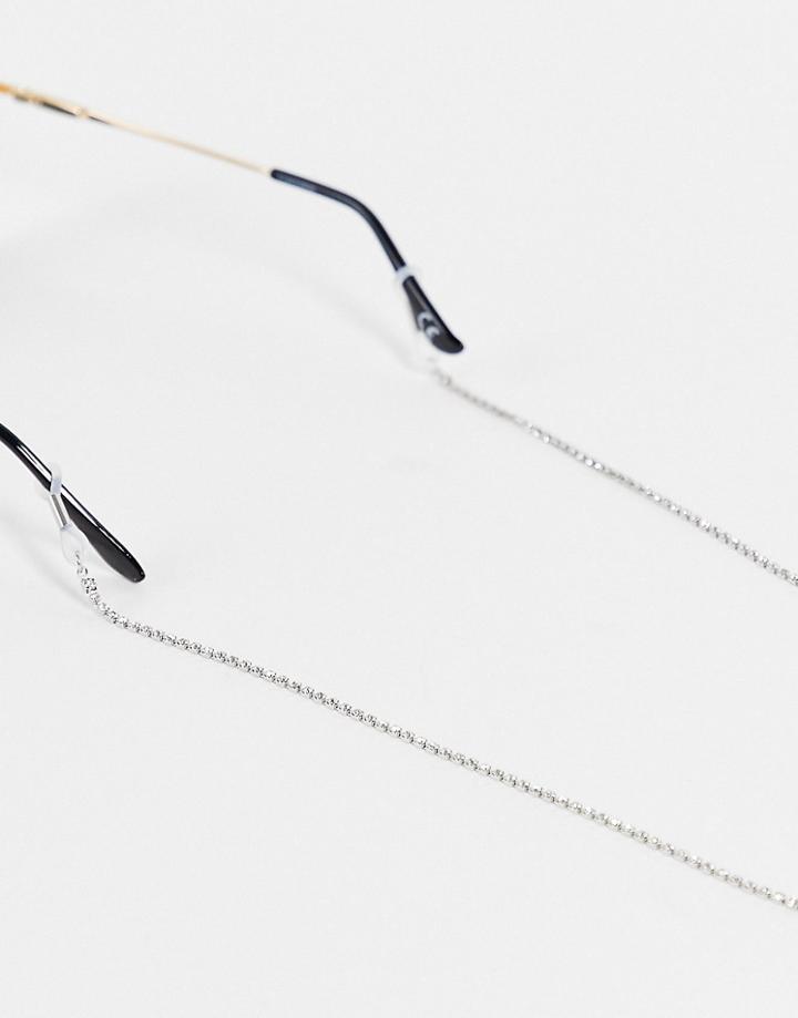 Asos Design Sunglasses Chain With Crystals In Silver Tone
