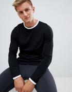 Asos Design Long Sleeve T-shirt With Contrast Ringer In Black - Multi