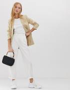 Pieces Pin Stripe Tapered Pants - White