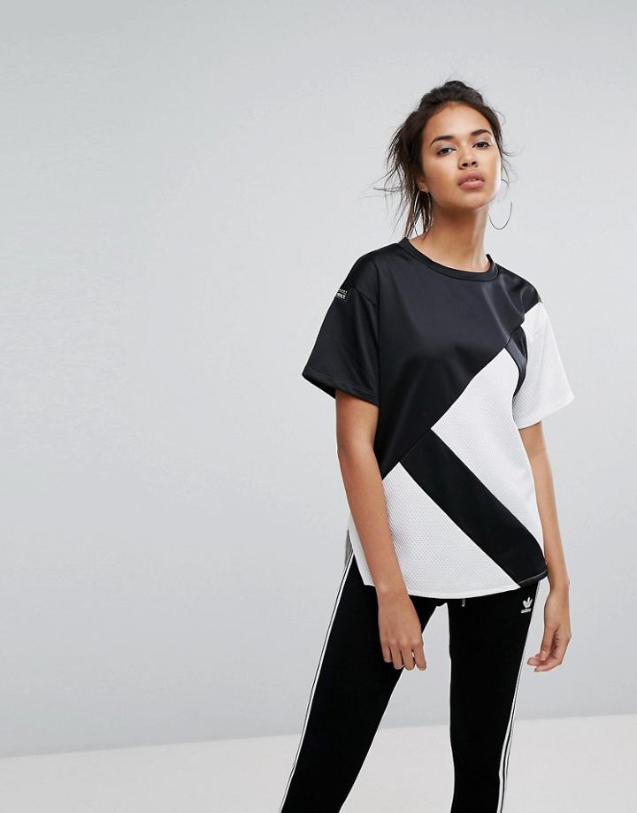 Adidas Originals Eqt T Shirt In Black And White - Black