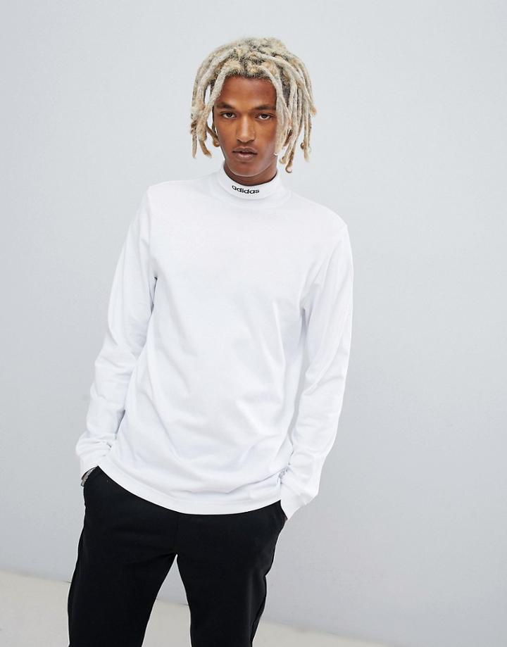 Adidas Skateboarding Roll Neck Long Sleeve T-shirt In White Dh6670 - White