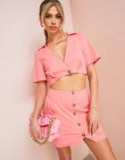 Asos Luxe Set Cotton Shirt In Pink