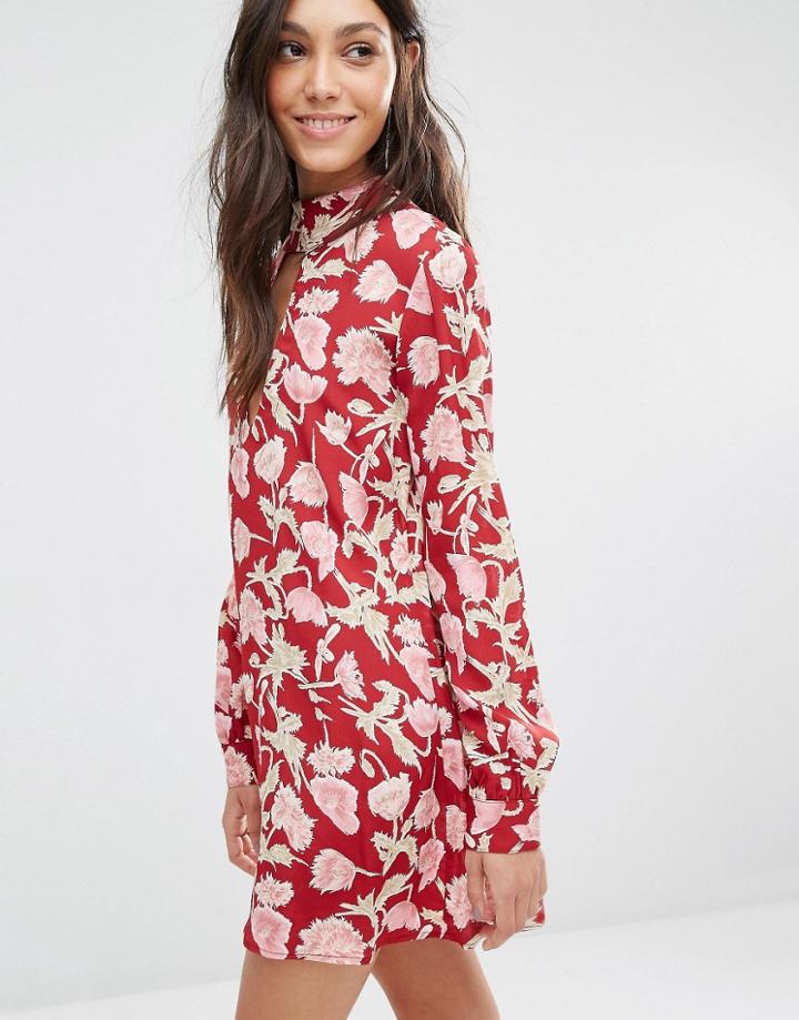 Flynn Skye Leah Keyhole Detail Mini Dress - Multi