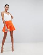 Asos Scuba Mini Skirt With Frill - Orange