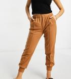 Y.a.s Petite Jersey Sweatpants With Front Seam In Camel-brown