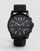 Armani Exchange Ax2098 Chronograph Leather Watch In Black - Black