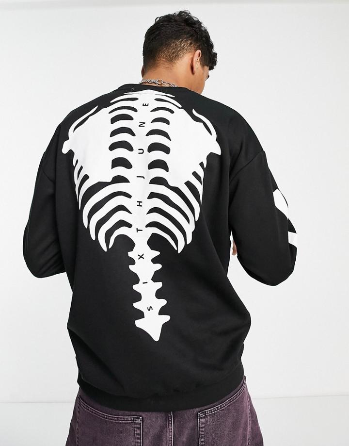 Sixth June Bones Print Sweat In Black