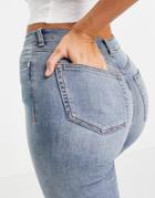 Asos Design High Rise Ridley 'skinny' Jeans In Vintage Midwash-blues