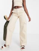 Asos Design Cargo Jean In Stone-neutral