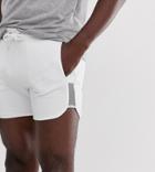 Asos Design Tall Jersey Runner Shorts With Mesh Panel In White - White