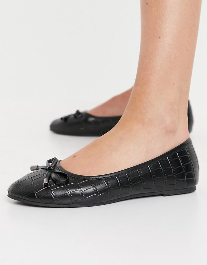Raid Emma Ballerina Flats In Black Croc