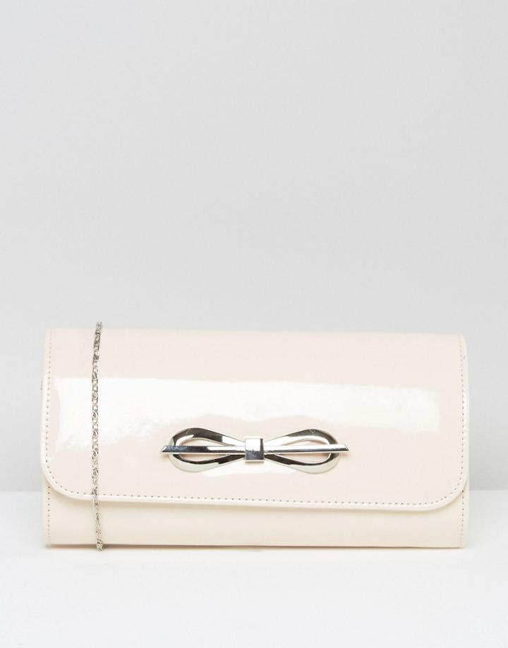 Chi Chi London Foldover Clutch Bag With Bow Detail In Pink - Pink