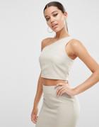 Asos Premium Clean One Shouldered Top Co-ord - Silver