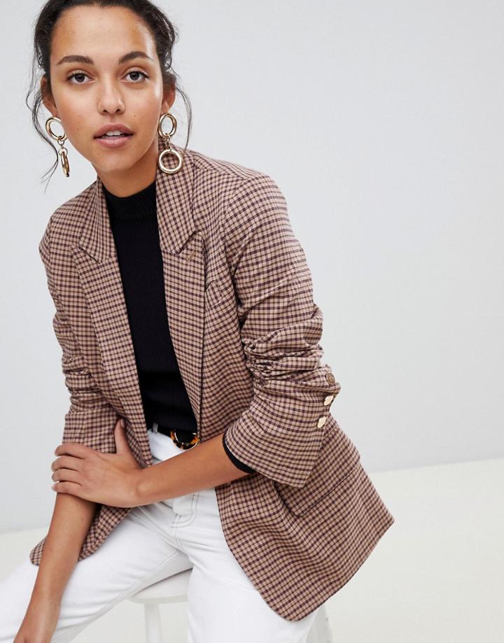 Oasis Heritage Check Blazer In Check - Multi