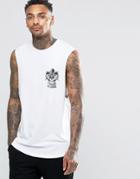 Asos The Joker Longline Sleeveless T-shirt With Back Print - White