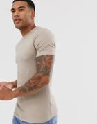 River Island Muscle Fit T-shirt In Camel-tan