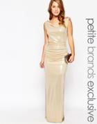 Lipstick Boutique Petite Gold Metallic Maxi Dress With D Ring Detail - Gold