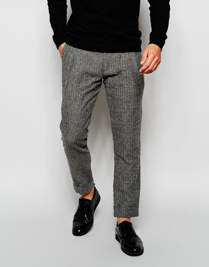 Asos Drop Crotch Pants With Front Pleat - Charcoal