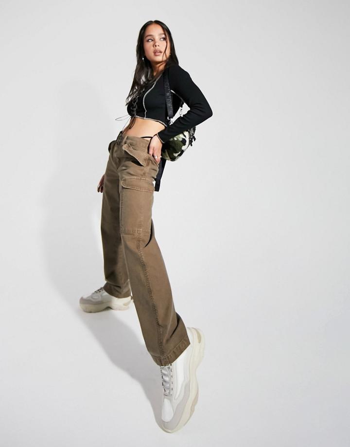 Asos Design Utility Combat Pant In Mushroom-brown