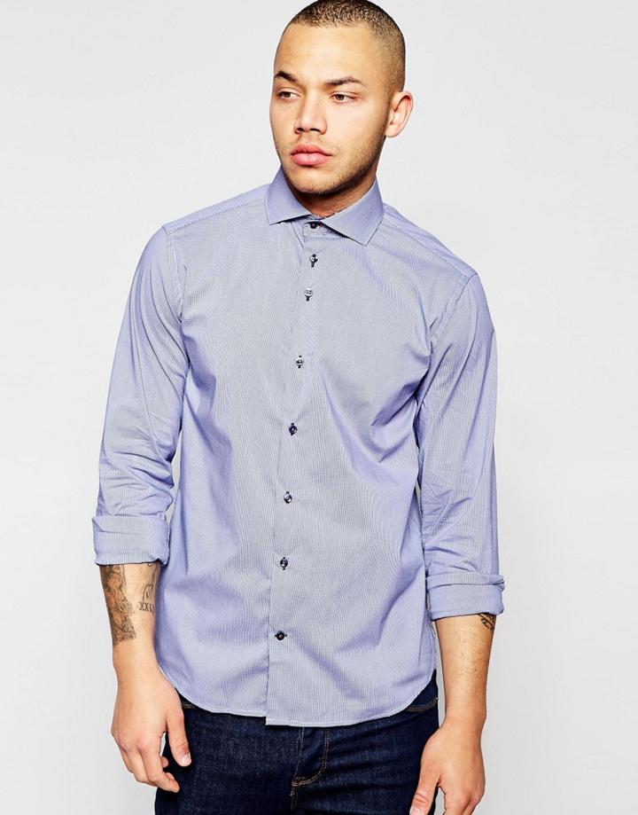 Dickens And Browne Trim Stretch Cut-away L/s Shirt - Multi
