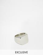 Reclaimed Vintage Chunky Signet Ring In Stainless Steel - Silver