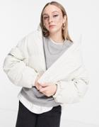Weekday Promise Recycled Polyester Short Padded Jacket In Cream-white