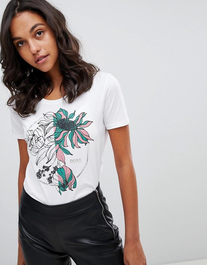 Boss Casual Floral Logo T-shirt - White