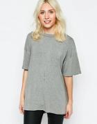 Neon Rose T-shirt With Raw Edge - Gray Marl