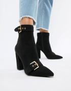 London Rebel Pointed Heeled Ankle Boots - Black