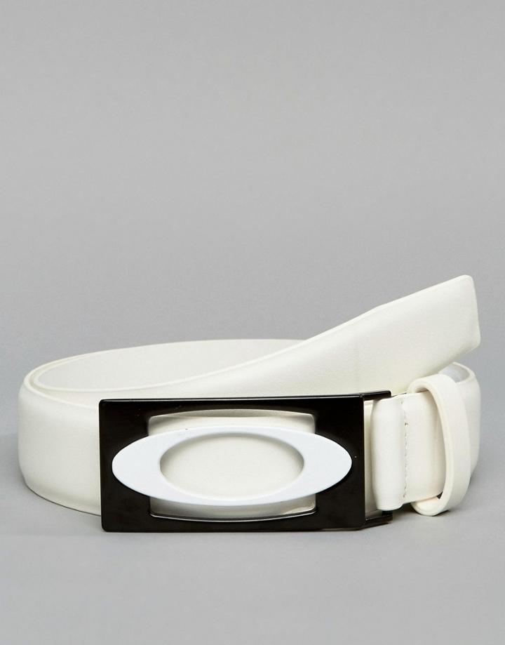 Oakley Golf Pro Leather Belt Logo Buckle In White - White