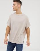 Asos Design Extreme Oversized T-shirt With Crew Neck In Beige