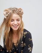 Asos Nude Faux Leather Floral Garland Headband - Cream