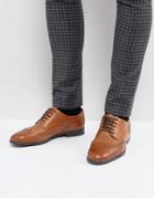 H London Indus Leather Brogue Shoes In Tan - Tan