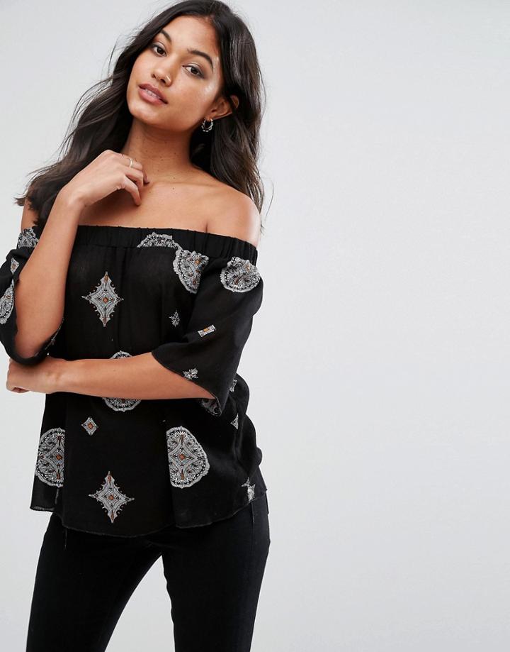 Ax Paris Printed Off Shoulder 3/4 Sleeve Top - Multi