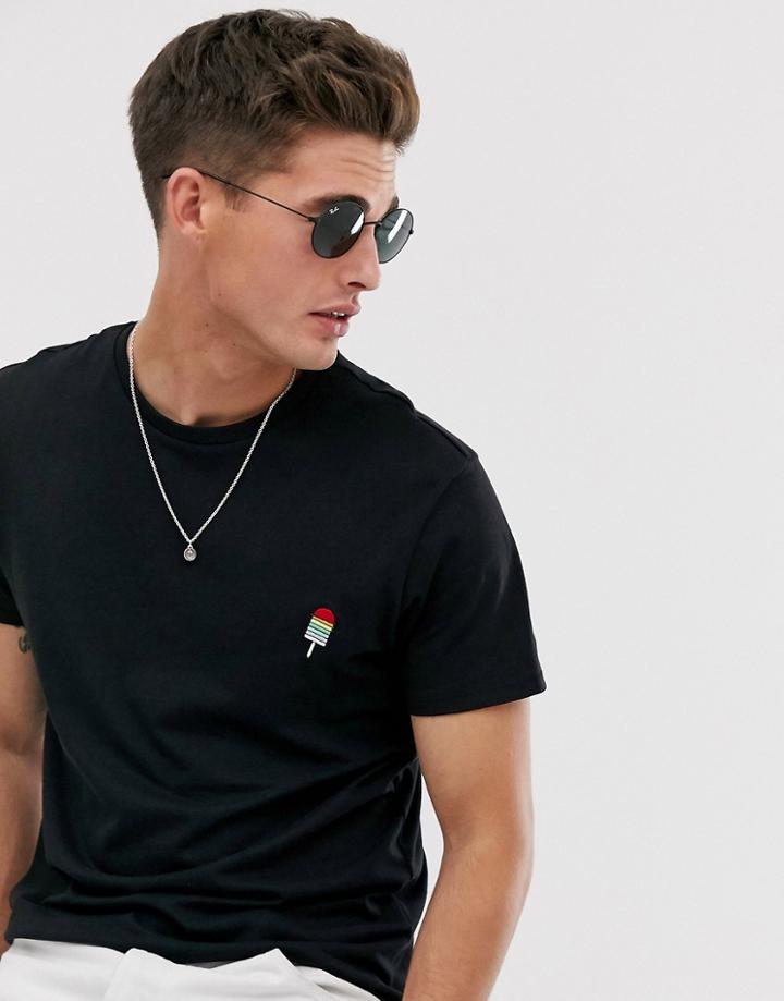 Threadbare Embroidered Lolly T-shirt In Black