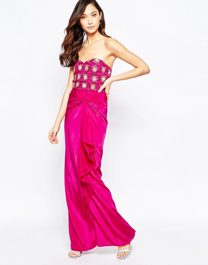 Virgo's Lounge Yoanna Badeau Maxi Dress With Embellished Bust - Pink