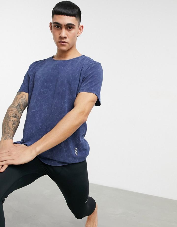 Asos 4505 Yoga T-shirt With Acid Wash-blues