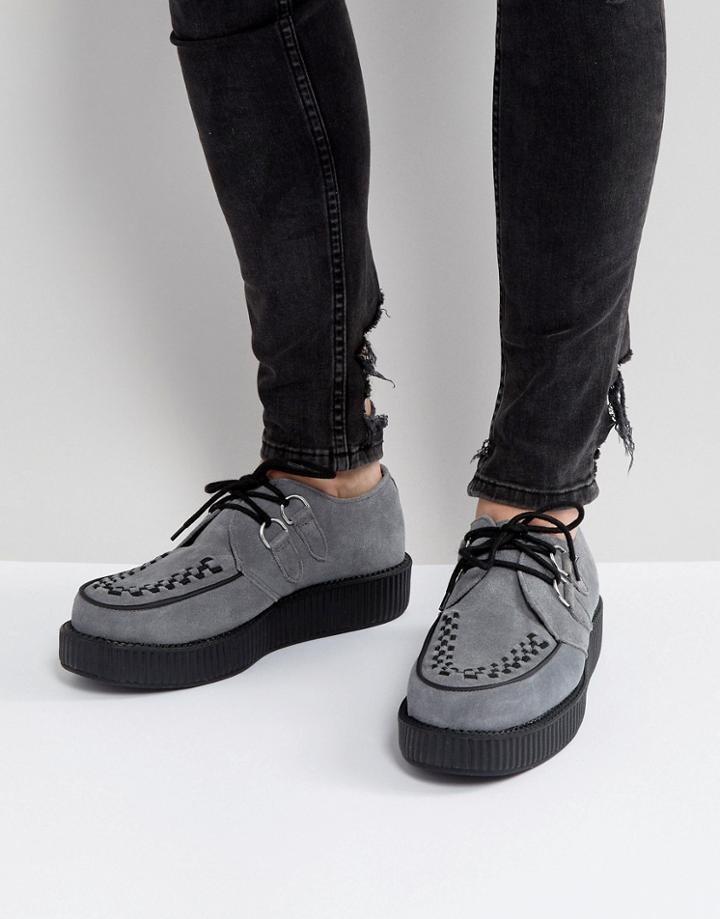 T.u.k Platform Creeper Suede Shoes - Gray