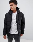 Burton Menswear Puffer Jacket In Black - Black