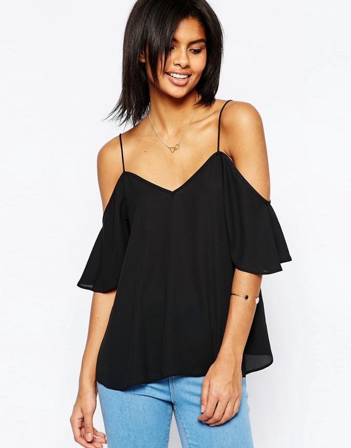 Asos Cold Shoulder Cami Top - Black