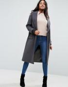 Asos Coat With Cuffed Detail - Gray