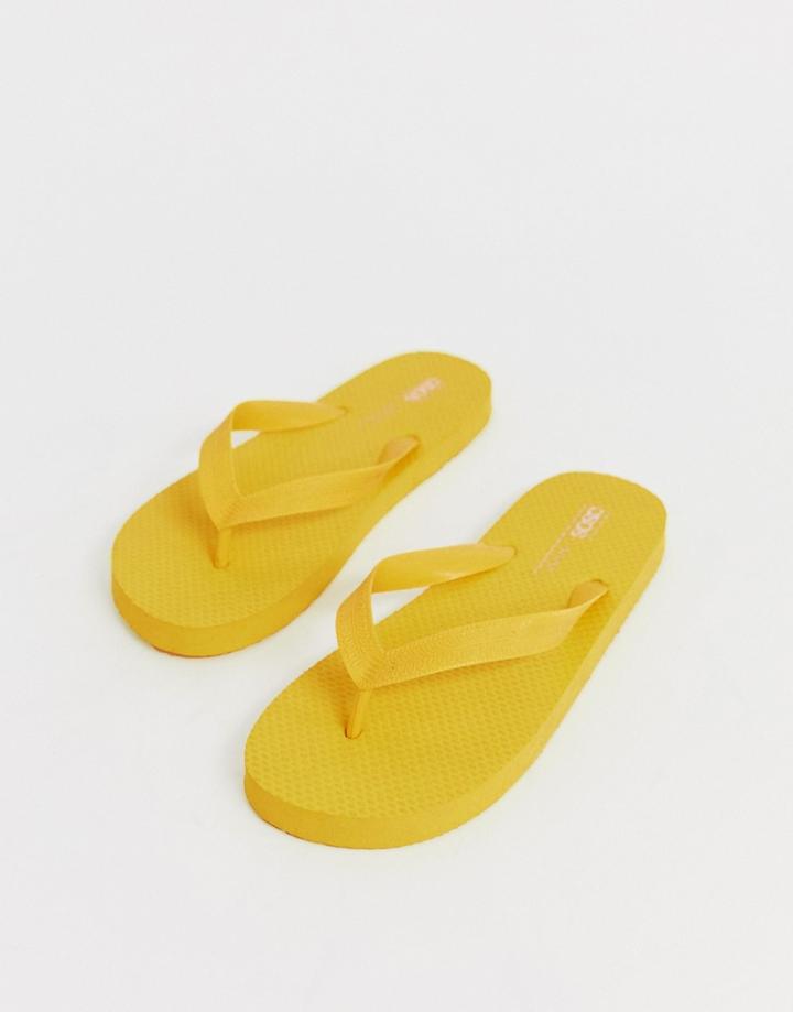 Asos Design Filter Flip Flops In Yellow - Yellow