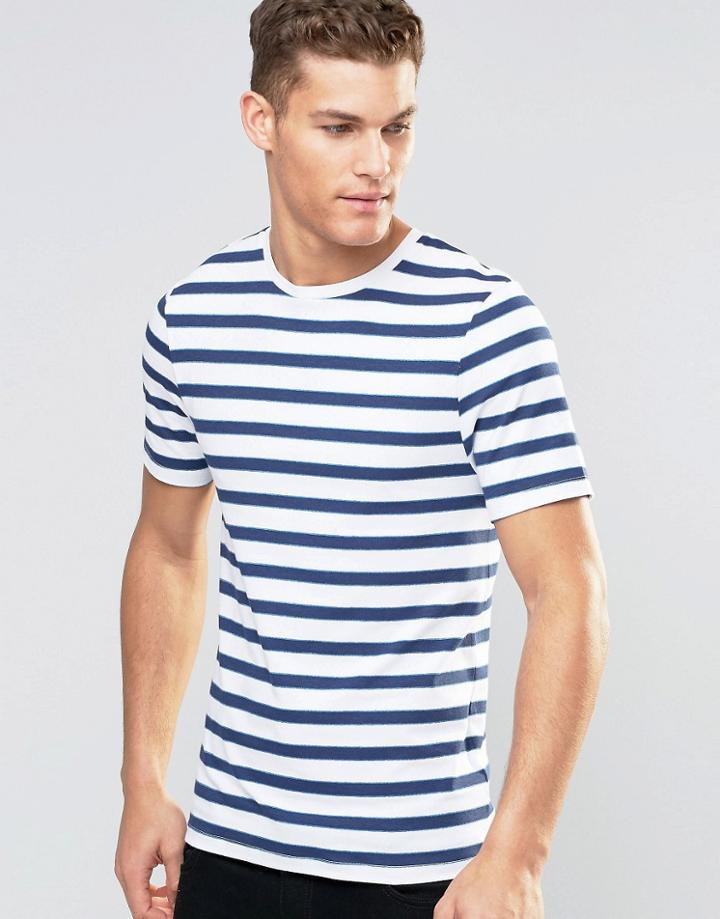 Asos Muscle T-shirt With Painted Stripes - White