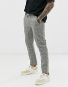 Native Youth Tie Waist Pants With Check In Gray