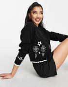 New Look Floral Collar Cardigan In Black Pattern