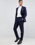 Burton Menswear Wedding Slim Fit Check Suit Pants In Navy