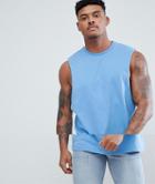Asos Design Tank With Dropped Armhole In Blue - Blue
