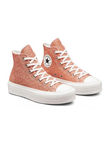 Converse Chuck Taylor All Star Hi Lift Golden Repair Knit Platform Sneakers In Healing Clay-pink